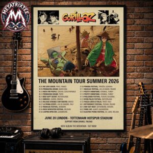 Gorillaz The Mountain Tour Summer 2026 Dates List For June 5 To August 29 Premium Poster Canvas