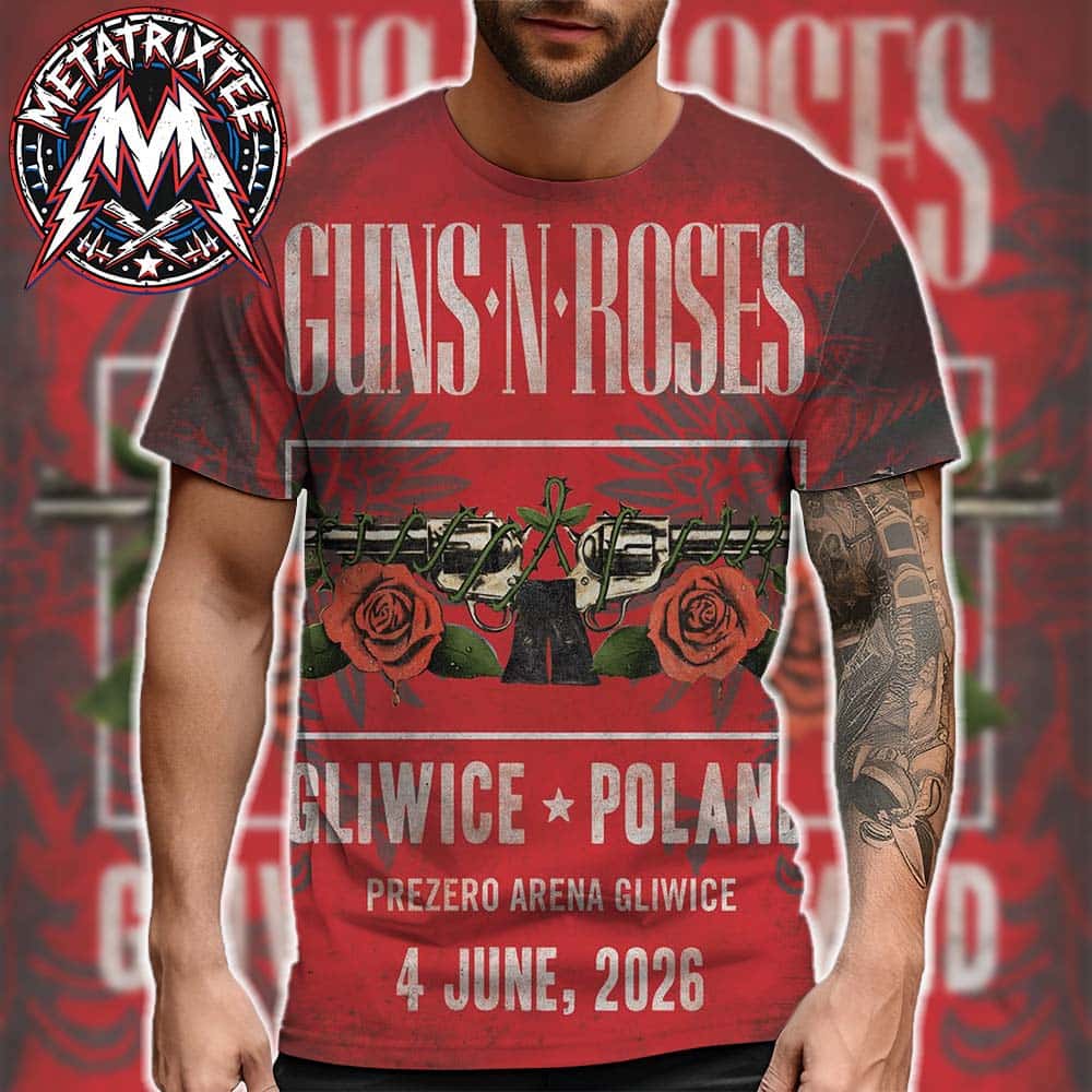 Guns N Roses Poland 2026 Poster For PreZero Arena Gliwice On June 4 2026 In Gliwice All Over Print Shirt Guns N Roses Poland 2026 Poster For PreZero Arena Gliwice On June 4 2026 In Gliwice All Over Print Shirt