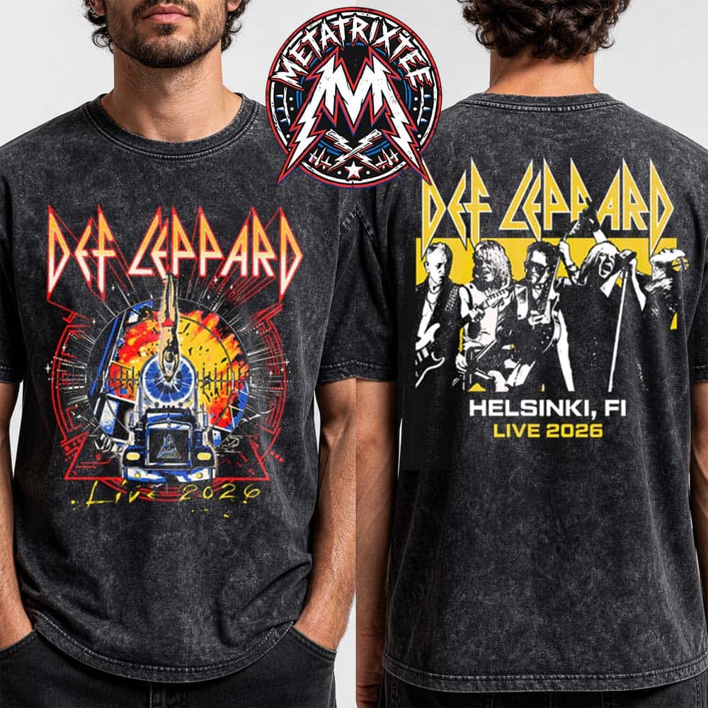 Helsinki Finland Def Leppard Live 2026 Merch Tee For June 16 2026 At Veikkaus Arena Washed T-Shirt Helsinki Finland Def Leppard Live 2026 Merch Tee For June 16 2026 At Veikkaus Arena Washed T-Shirt