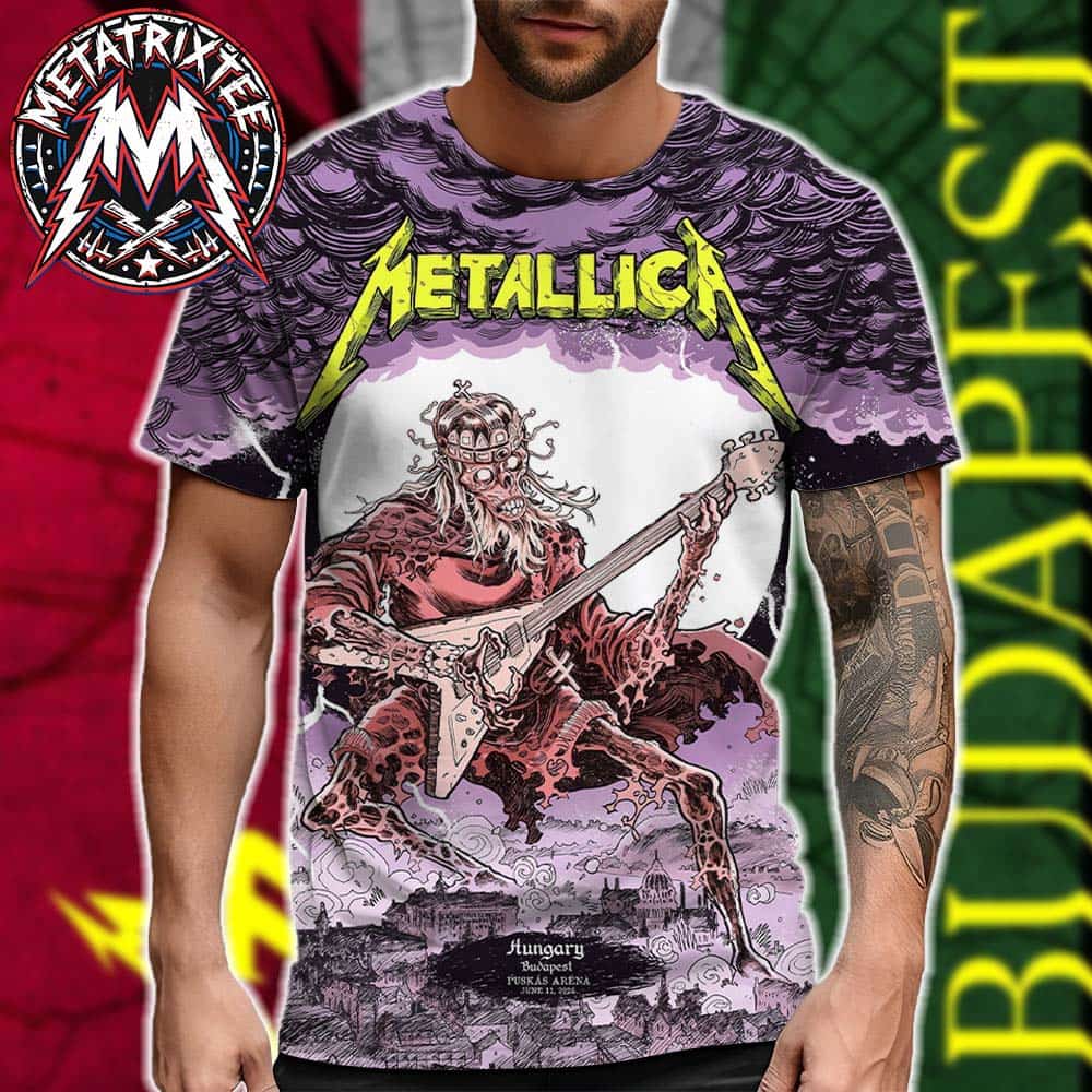 Hungary Metallica M72 Budapest Skeleton King Guitar Poster Art Mark Lazlo For Night One June 11th 2026 At Puskas Arena All Over Print Shirt Hungary Metallica M72 Budapest Skeleton King Guitar Poster Art Mark Lazlo For Night One June 11th 2026 At Puskas Arena All Over Print Shirt