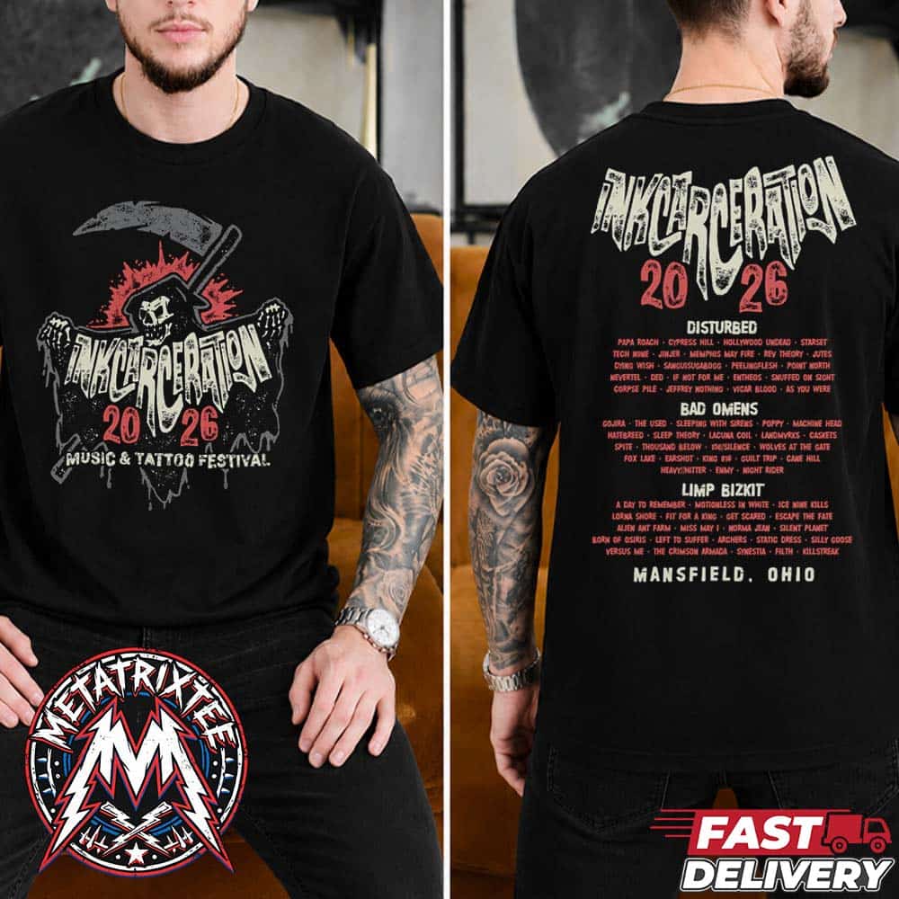 Inkcarceration 2026 Bat Reaper Tee For America’s Rock And Metal Tattoo Festival At Ohio State Reformatory On July 17-19 2026 Unisex T-Shirt Inkcarceration 2026 Bat Reaper Tee For America’s Rock And Metal Tattoo Festival At Ohio State Reformatory On July 17-19 2026 Unisex T-Shirt