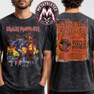 Iron Maiden France 2026 Tee Run For Your Lives World Tour 2026 June 19 Clisson And June 28 Paris And June 28 Lyon Washed T-Shirt
