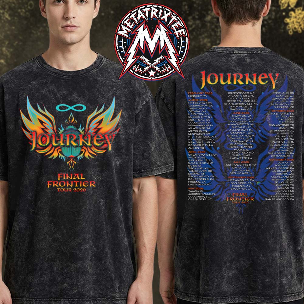 Journey 2026 Final Frontier Tour Tee Cities List Washed T-Shirt Journey 2026 Final Frontier Tour Tee Cities List Washed T-Shirt