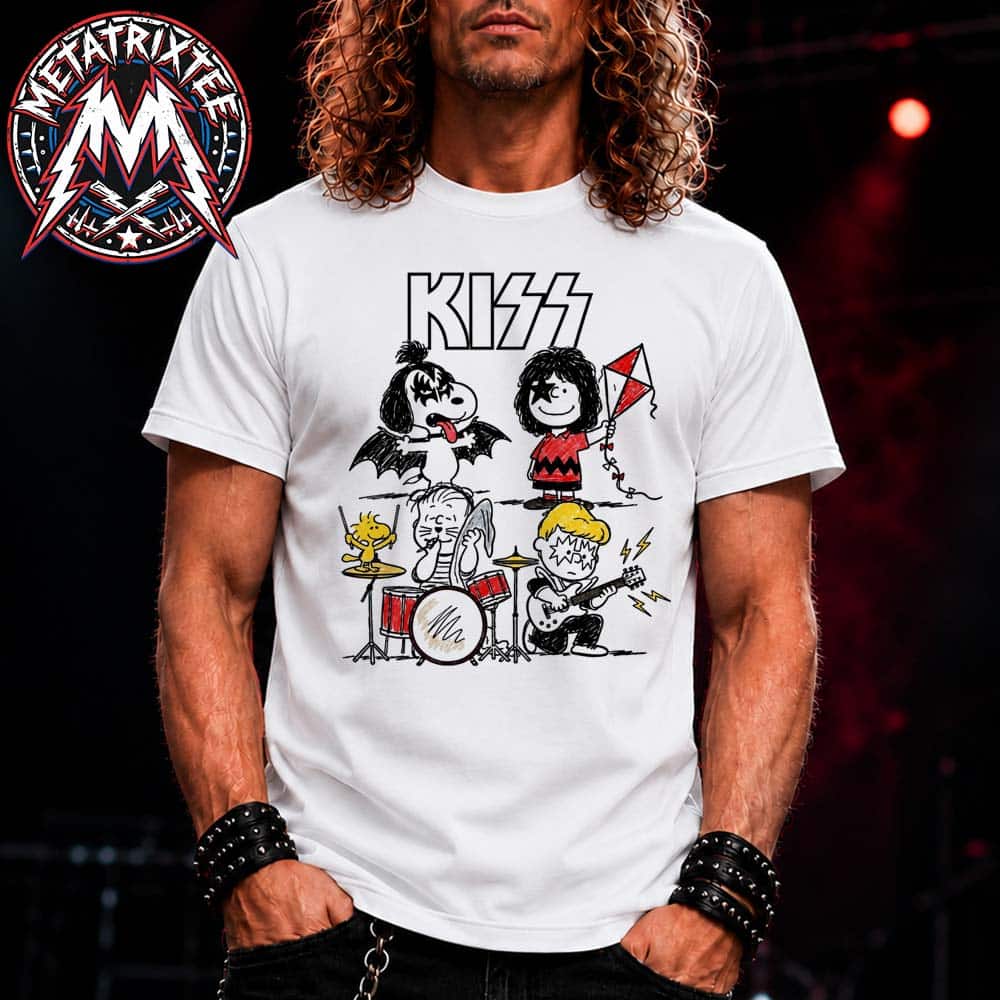 KISS × Snoopy The Demon Pup And The Starchild Gang White Short T-Shirt KISS × Snoopy The Demon Pup And The Starchild Gang White Short T-Shirt