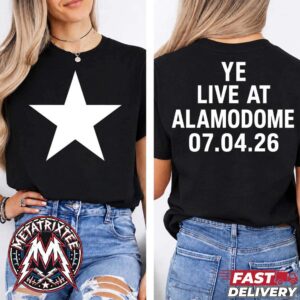 Kanye West San Antonio TX Merch Tee For YE Live At Alamodome On July 4 Tour 2026 Two Sided Black T-Shirt