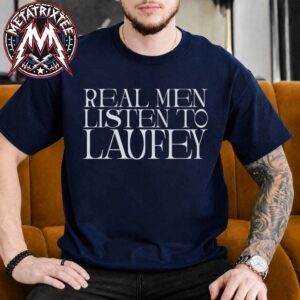 Laufey Real Men Listen To Laufey Tee For A Matter Of Time 2026 Tour Navy Short T-Shirt