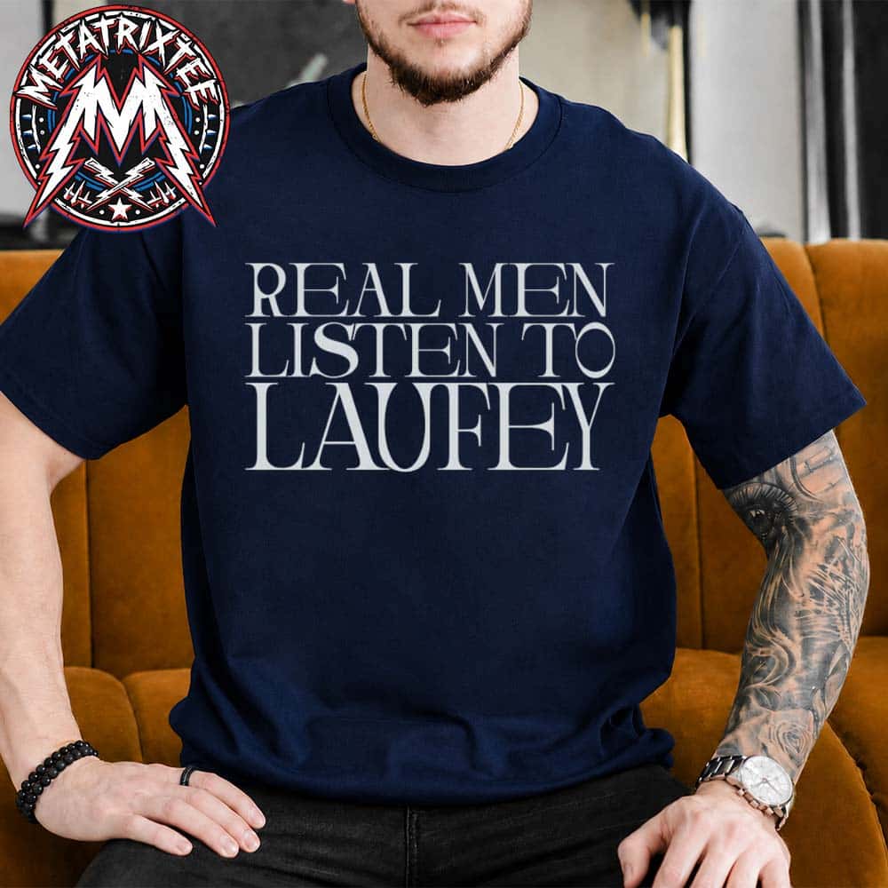 Laufey Real Men Listen To Laufey Tee For A Matter Of Time 2026 Tour Navy Short T-Shirt