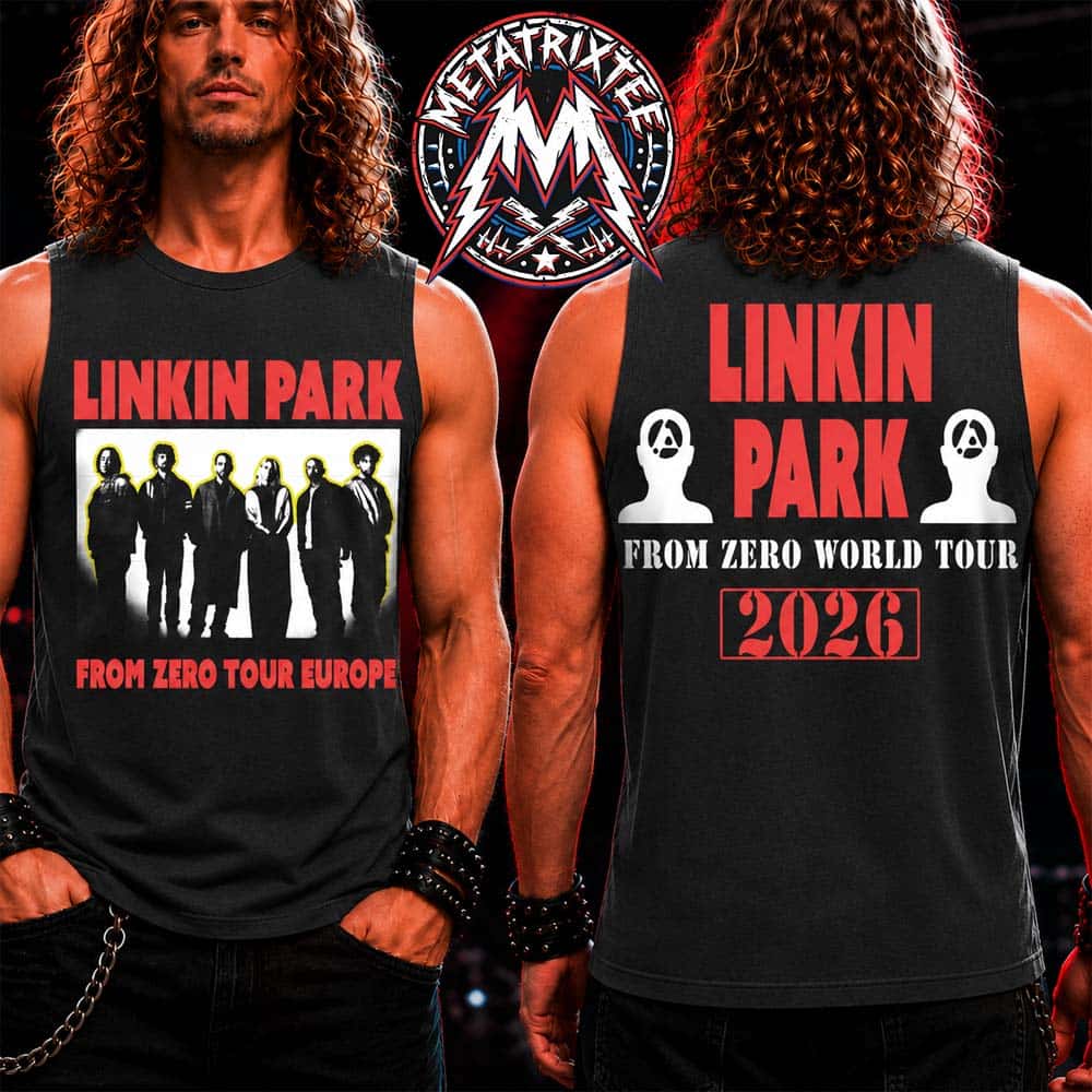 Linkin Park From Zero World Europe Tour 2026 Merch Photo Band Munich Pop-up Shop Sleeveless Tee Tank Top T-Shirt Linkin Park From Zero World Europe Tour 2026 Merch Photo Band Munich Pop-up Shop Sleeveless Tee Tank Top T-Shirt