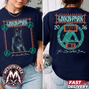 Linkin Park Madrid 2026 Merchandise Tee For Spain At Auditorio Miguel Rios On June 23 And June 24 From Zero World Tour 2026 Navy T-Shirt