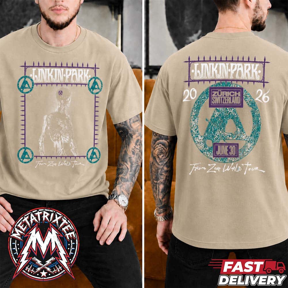 Linkin Park Zurich 2026 From Zero World Tour Merchandise Tee For Stadion Letzigrund In Zurich Switzerland On June 30 Two Sided Short T-Shirt Linkin Park Zurich 2026 From Zero World Tour Merchandise Tee For Stadion Letzigrund In Zurich Switzerland On June 30 Two Sided Short T-Shirt