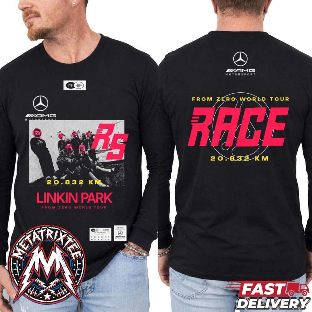 Linkin Park x Race Service x Mercedes AMG GT2 In Rock Am Ring 2026 Tee Merch 20832 Km From Zero World Tour Black Longsleeves T-Shirt Linkin Park x Race Service x Mercedes AMG GT2 In Rock Am Ring 2026 Tee Merch 20832 Km From Zero World Tour Black Longsleeves T-Shirt