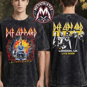 London UK Def Leppard Live 2026 Merch Tee For July 2 2026 At The O2 arena Black Washed T-Shirt