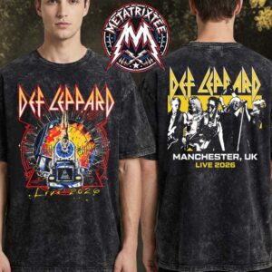 Manchester UK Def Leppard Live 2026 Merch Tee For July 6 2026 At Co-op Live arena Black Washed T-Shirt