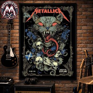 Metallica Glasgow Main Show Cat Sith Poster By Michelle KamMei Harve For M72 Glasgow Scotland On June 25 2026 At Hampden Park Poster Canvas