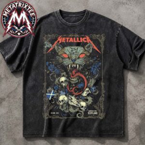 Metallica Glasgow Main Show Cat Sith Poster By Michelle KamMei Harve For M72 Glasgow Scotland On June 25 2026 At Hampden Park Washed T-Shirt