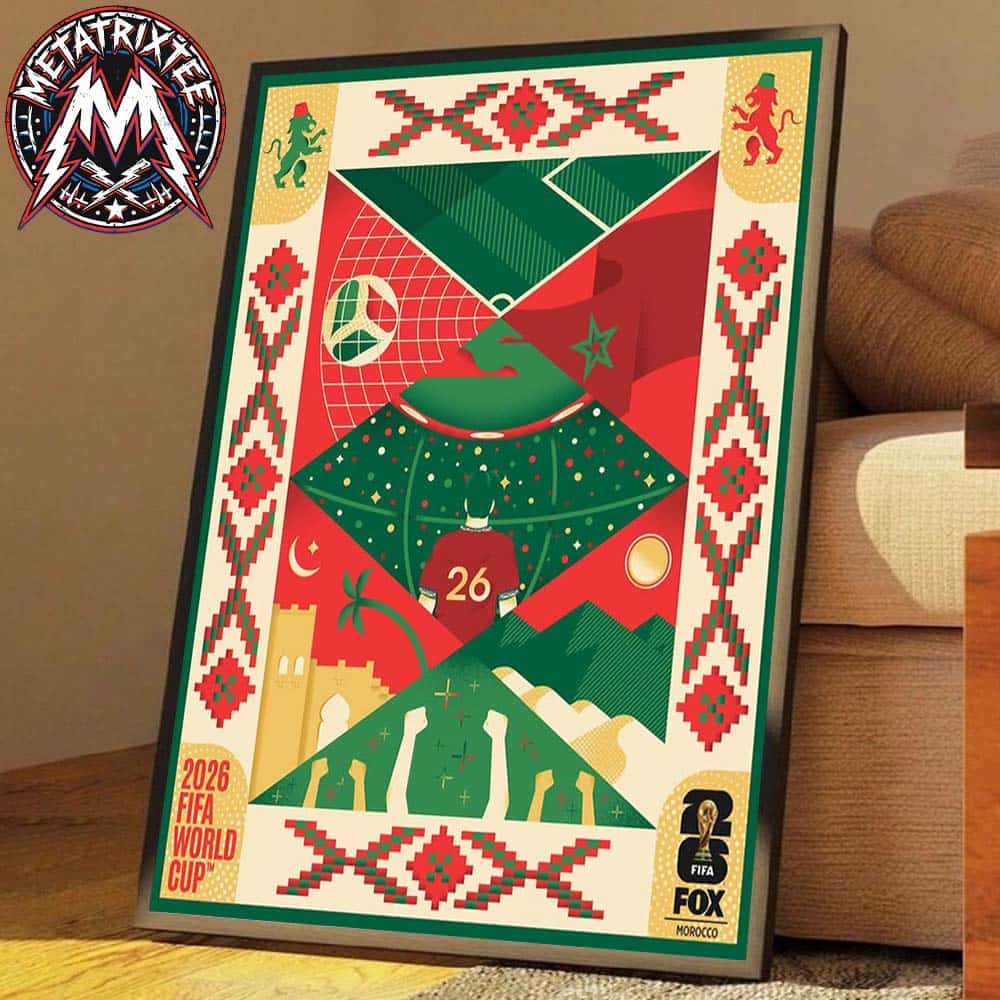 Morocco x FIFA World Cup 2026 Poster By Hamza Idrissi Fusing Moroccan And Amazigh Heritage With The Sleek Aesthetics Of Modern Art Poster Canvas Morocco x FIFA World Cup 2026 Poster By Hamza Idrissi Fusing Moroccan And Amazigh Heritage With The Sleek Aesthetics Of Modern Art Poster Canvas