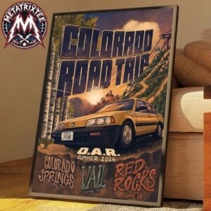 O.A.R. Band Summer 2026 Tour Poster For Colorado Road Trip In Colorado Springs CO And Vail CO And Morrison CO On June 18 To June 20 Poster Canvas