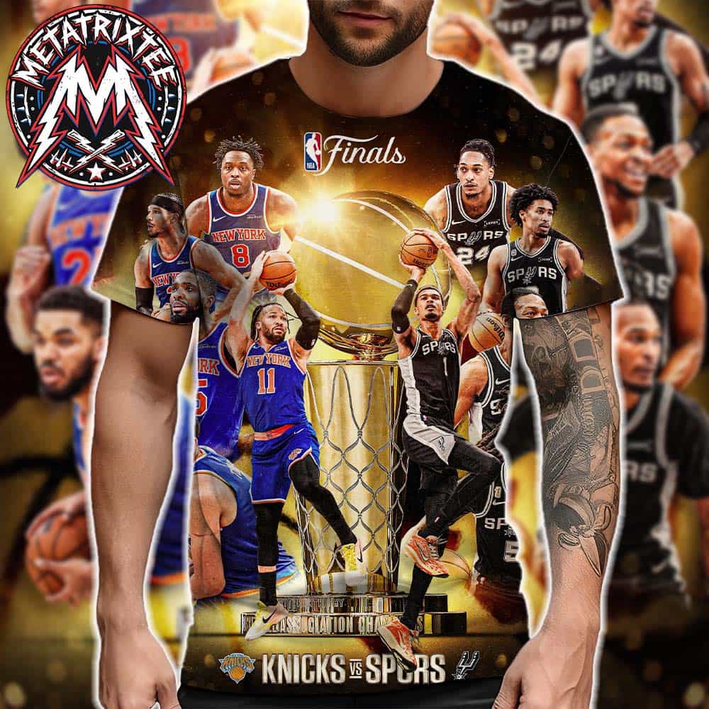 Official New York Knicks vs San Antonio Spurs Matchup 2026 NBA Finals All Over Print Shirt Official New York Knicks vs San Antonio Spurs Matchup 2026 NBA Finals All Over Print Shirt
