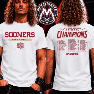 Official Oklahoma Sooners 2026 NCAA Baseball Mens College World Series Champions Roster Two Sided White T-Shirt