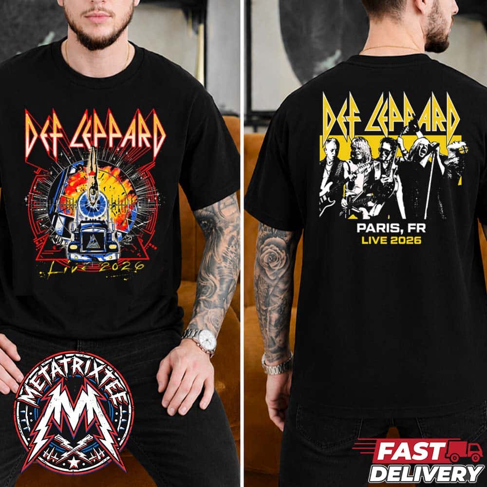 Paris France Def Leppard Live 2026 Merch Tee For Accor Arena On July 8 2026 Two Sided Premium T-Shirt Paris France Def Leppard Live 2026 Merch Tee For Accor Arena On July 8 2026 Two Sided Premium T-Shirt