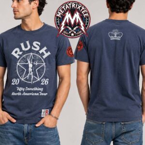 RUSH Navy Fifty Starman Tour Tee For Fifty Something North America Tour 2026 Two Sided Print Navy T-Shirt