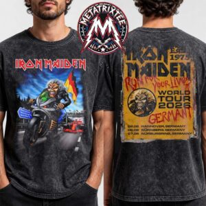 Run For Your Lives 2026 Tour Germany Tee Iron Maiden For Hannover June 2 Nurnberg June 6 And Nurburgring June 7 Washed T-Shirt