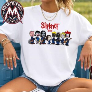 Slipknot x Snoopy Peanuts Gang Parody Heavy Metal White T-Shirt