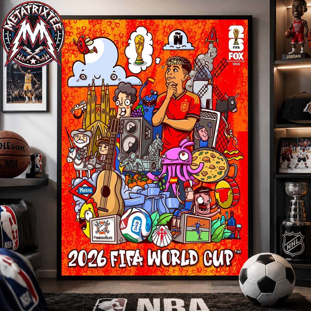 Spain x FIFA World Cup 2026 Poster By Manu Vila Inspired By Blends A Celebration Of Color Pride And Unapologetic Soccer Poster Canvas Spain x FIFA World Cup 2026 Poster By Manu Vila Inspired By Blends A Celebration Of Color Pride And Unapologetic Soccer Poster Canvas