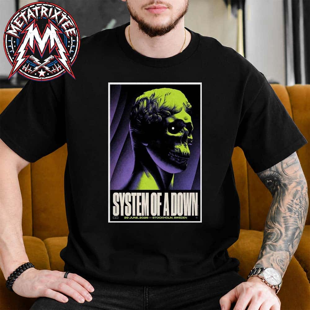 System Of A Down Stockholm Tonight Poster For Sweden At The Strawberry Arena On June 29 European 2026 Short T-Shirt System Of A Down Stockholm Tonight Poster For Sweden At The Strawberry Arena On June 29 European 2026 Short T-Shirt