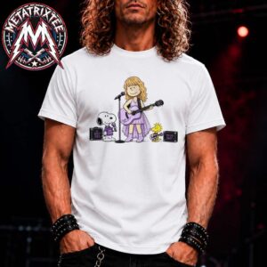 Taylor Swift × Snoopy Welcome To The Peanuts Eras Tour Guitar Session in Cartoon Style White T-Shirt