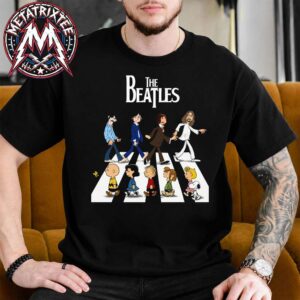 The Beatles × Snoopy Happiness Is A Warm Puppy On Abbey Road Black T-Shirt