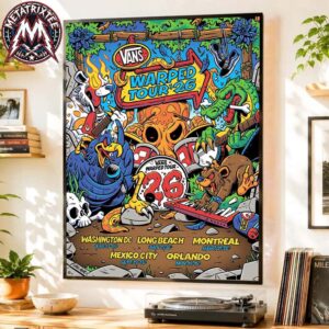 Vans Warped Tour 2026 Poster Dates List For Washington DC On June 13-14 To Orlando FL On November 14-15 Poster Canvas