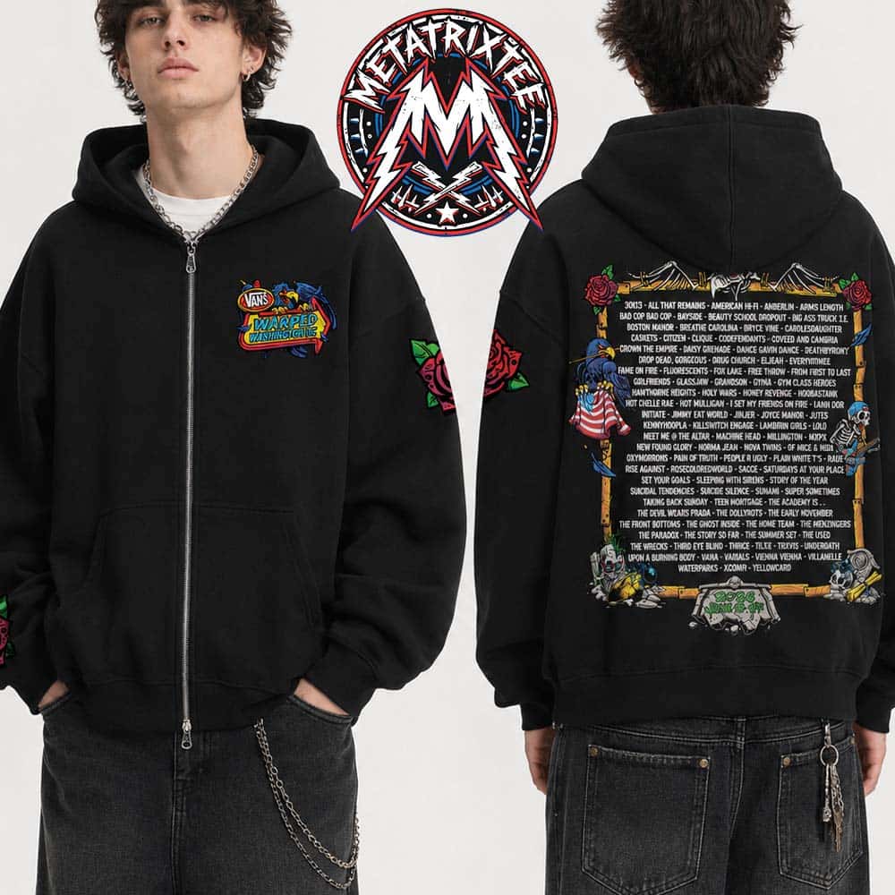 Vans Warped Tour 2026 Washington DC Official Lineup Tee For June 13 And 14 2026 Black Zip Hoodie T-Shirt Vans Warped Tour 2026 Washington DC Official Lineup Tee For June 13 And 14 2026 Black Zip Hoodie T-Shirt