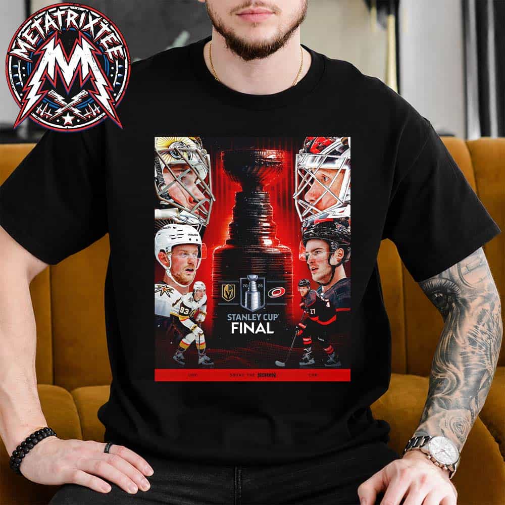Vegas Golden Knights Vs Carolina Hurricanes Matchup In 2026 Stanley Cup Final Black Short T-Shirt Vegas Golden Knights Vs Carolina Hurricanes Matchup In 2026 Stanley Cup Final Black Short T-Shirt