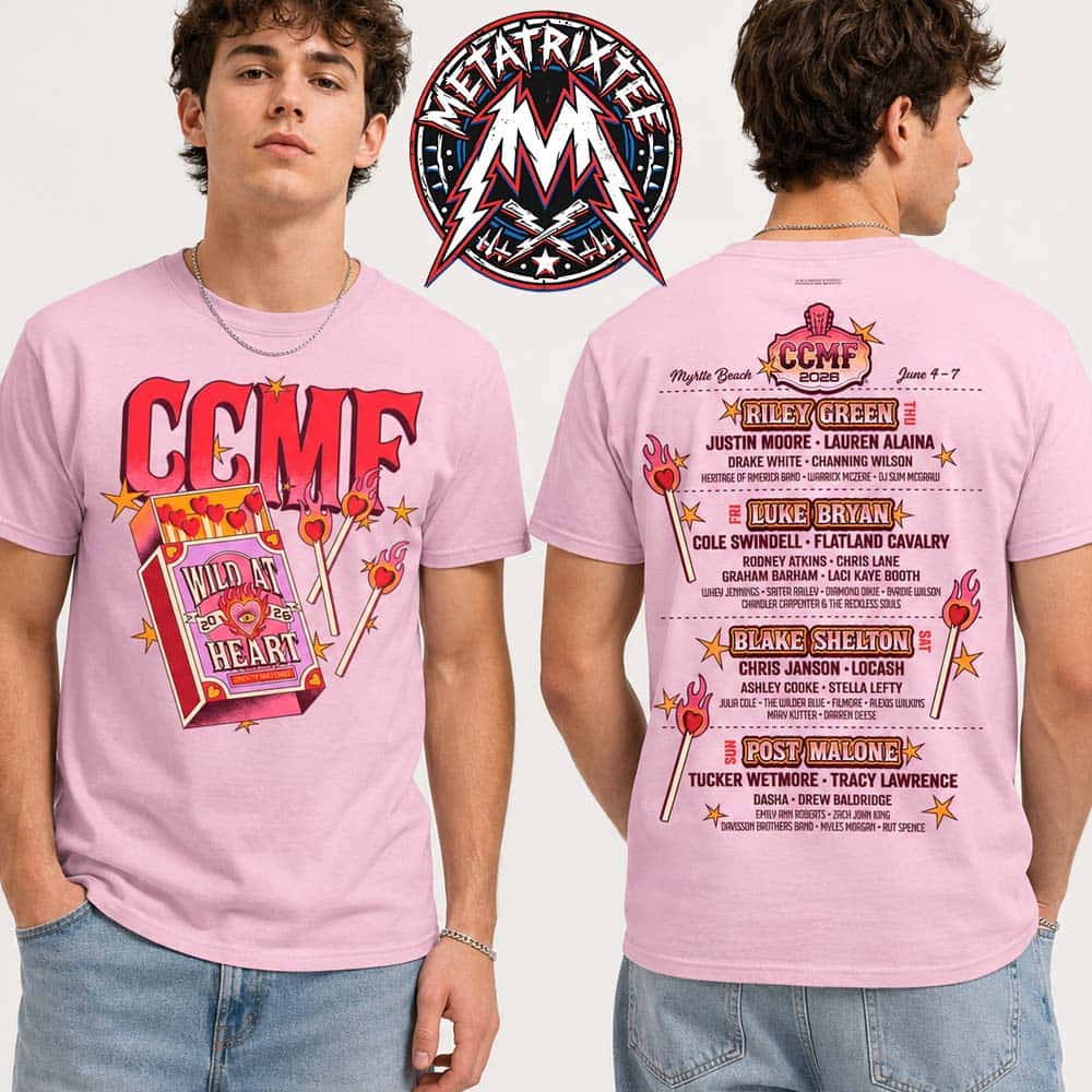 Wild at Heart Tee CCMF26 Carolina Country Music Fest 2026 For June 4–7 2026 In Myrtle Beach SC Two Sided Pink T-Shirt Wild at Heart Tee CCMF26 Carolina Country Music Fest 2026 For June 4–7 2026 In Myrtle Beach SC Two Sided Pink T-Shirt