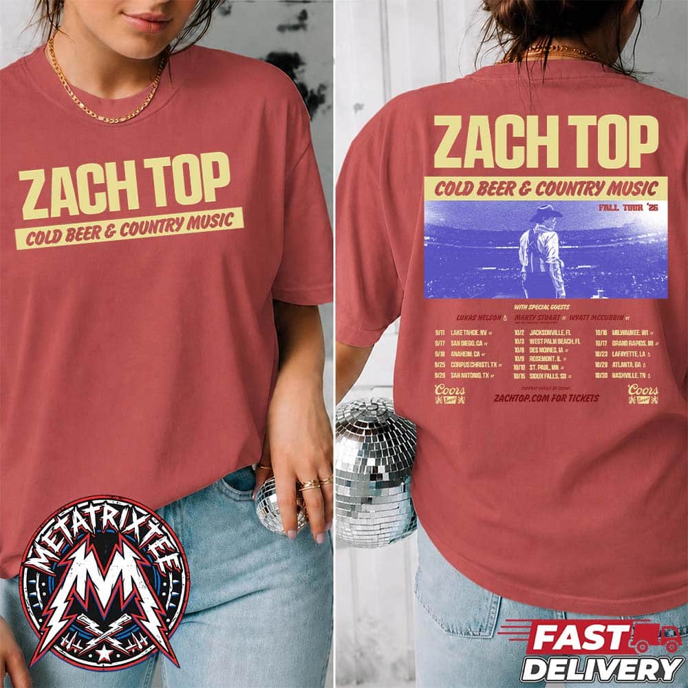 Zach Top Cold Beer And Country Music Fall Tour 2026 Cities List For September 11 To October 30 Two Sided Print Short T-Shirt Zach Top Cold Beer And Country Music Fall Tour 2026 Cities List For September 11 To October 30 Two Sided Print Short T-Shirt