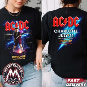 ACDC Charlotte PWR UP Tour 2026 Tee For Bank of America Stadium In North Carolina On July 11 North American 2026 Two Sided T-Shirt
