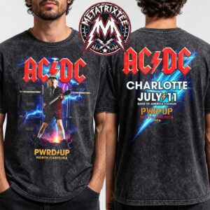 ACDC Charlotte PWR UP Tour 2026 Tee For Bank of America Stadium In North Carolina On July 11 North American 2026 Washed T-Shirt