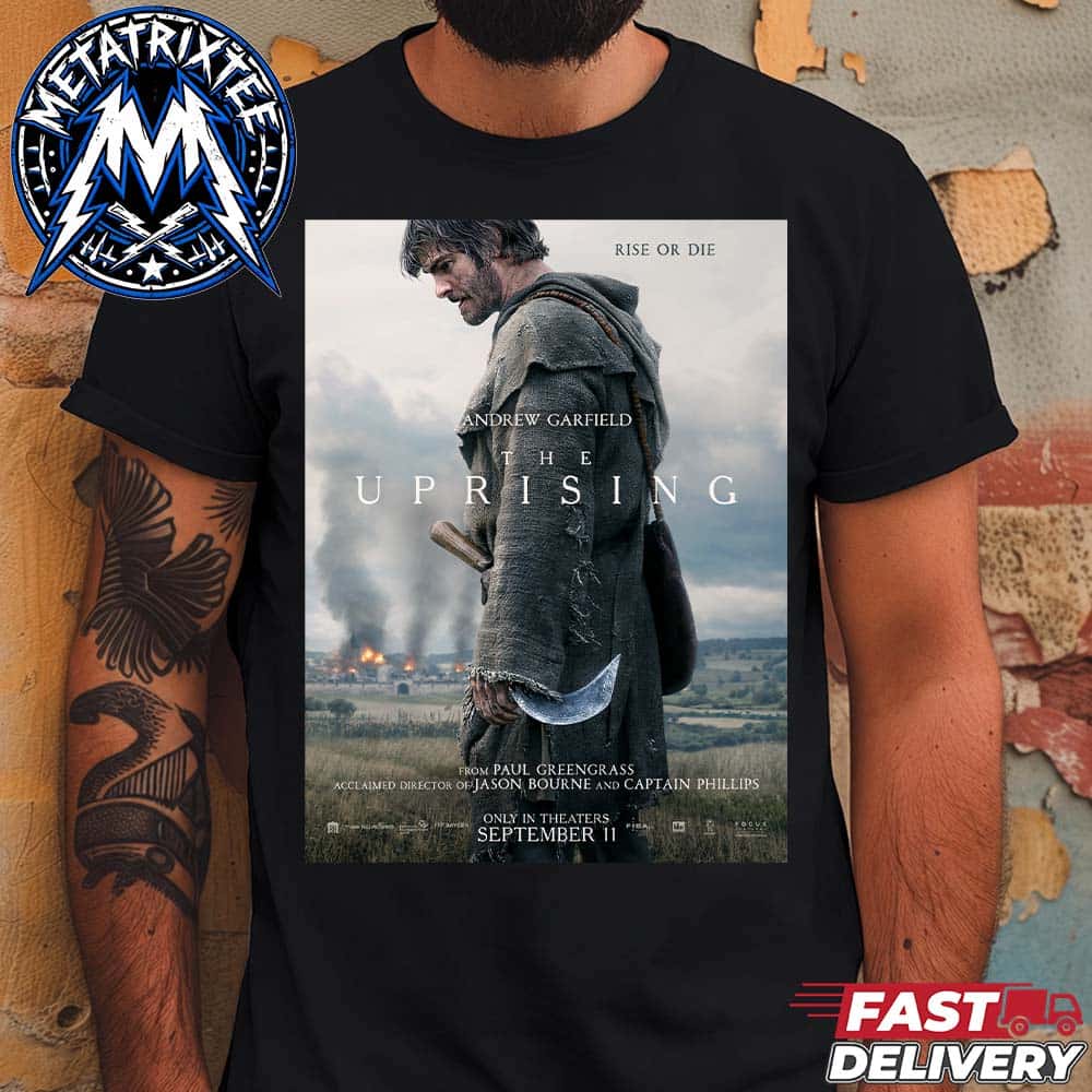 Andrew Garfield Poster For Film The Uprising Theatrical Release On September 11 2026 Short Black T-Shirt Andrew Garfield Poster For Film The Uprising Theatrical Release On September 11 2026 Short Black T-Shirt