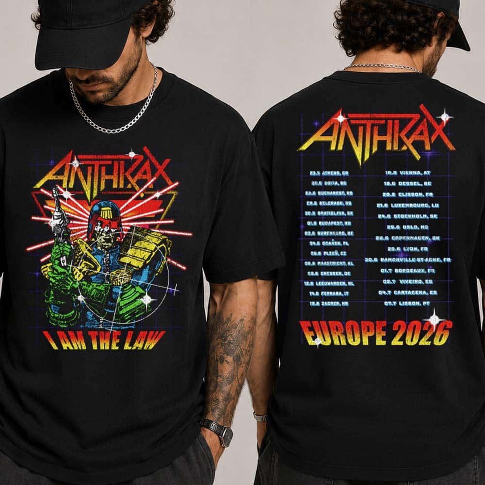 Anthrax Cyber Judge EU Tour Dateback Black Tee For May 23 To July 7 Black T-Shirt Anthrax Cyber Judge EU Tour Dateback Black Tee For May 23 To July 7 Black T-Shirt