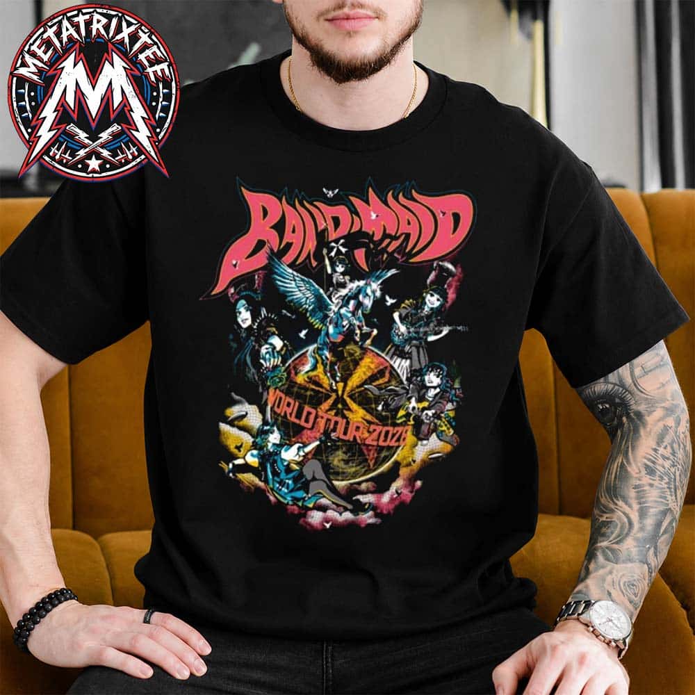 Band-Maid World Tour 2026 Tee Comic Artwork By SHUN SUZUKI And YOKUN Unisex T-Shirt Band-Maid World Tour 2026 Tee Comic Artwork By SHUN SUZUKI And YOKUN Unisex T-Shirt