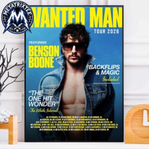 Benson Boone Wanted Man Tour 2026 Poster Included Backflips and Magic Cities List July To September 2026 High-Quality Poster Canvas