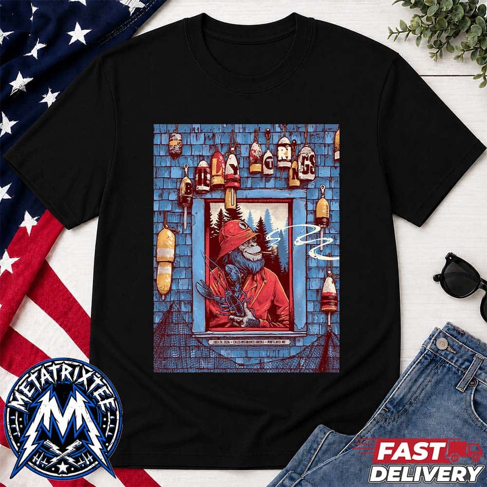Billy Strings Night 1 Official Poster Show By Dan Dippel At The Cross Insurance Arena In Portland ME on July 24 2026 Vintage T-Shirt Billy Strings Night 1 Official Poster Show By Dan Dippel At The Cross Insurance Arena In Portland ME on July 24 2026 Vintage T-Shirt