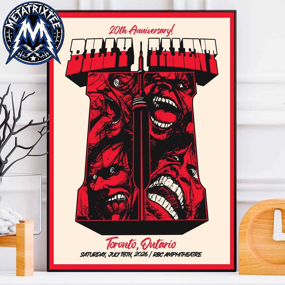 Billy Talent 20th Anniversary Poster Concert At The RBC Amphitheatre In Toronto Ontario On July 18 2026 Durable Poster Canvas Billy Talent 20th Anniversary Poster Concert At The RBC Amphitheatre In Toronto Ontario On July 18 2026 Durable Poster Canvas