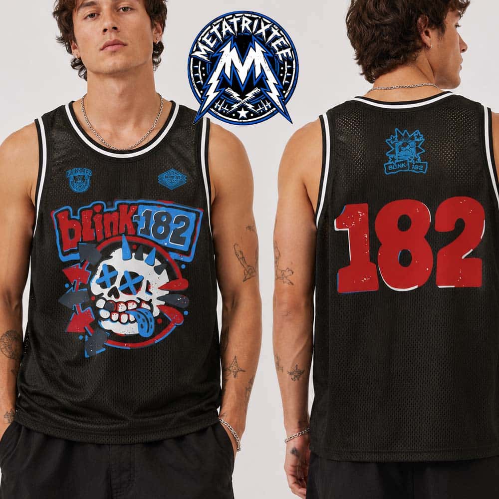 Blink-182 Graphic Skull Mesh Basketball Jersey Blink-182 Graphic Skull Mesh Basketball Jersey