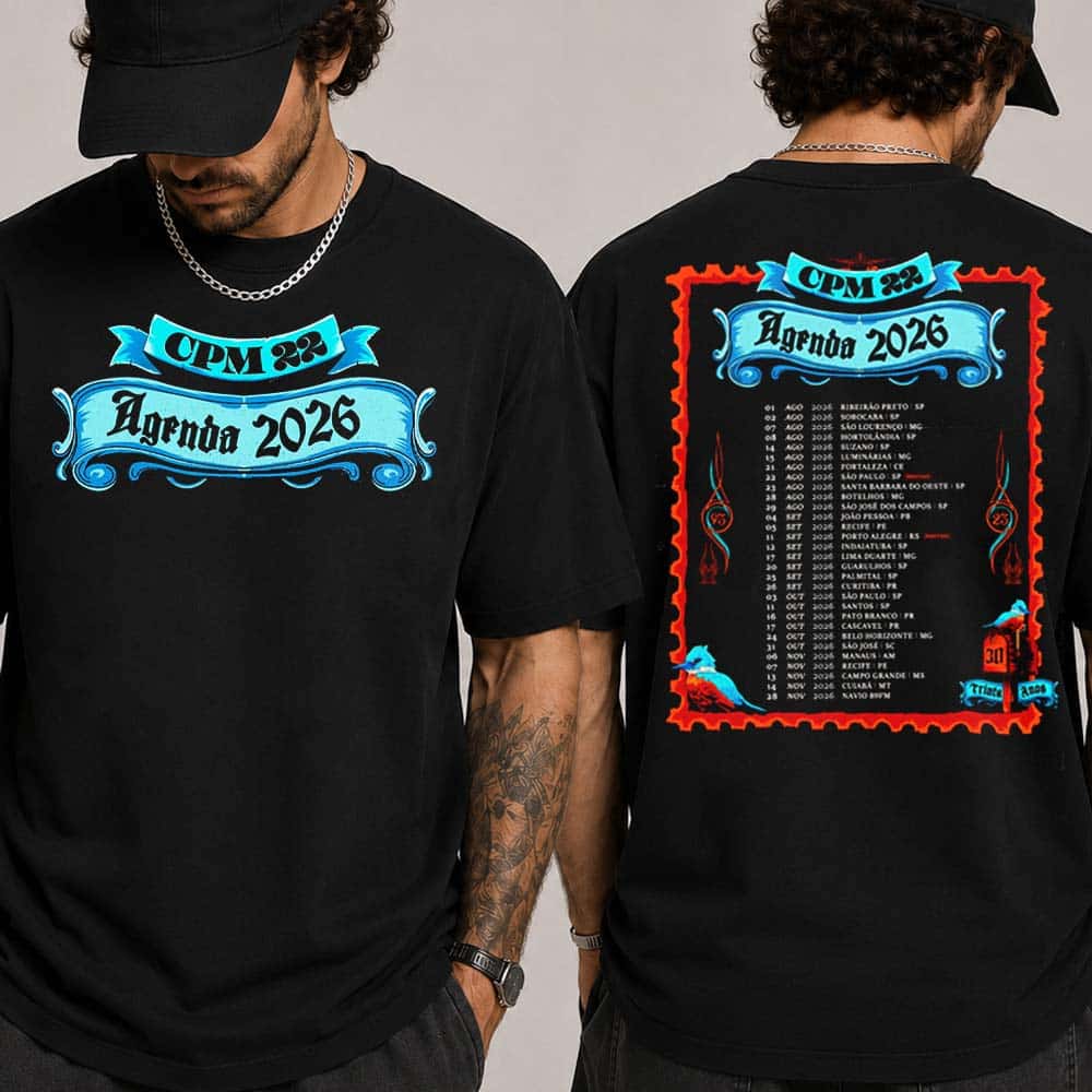 CPM 22 30th Anniversary Tour Cities List In Brazil Start Aug 1 To Nov 28 2026 Two Sided Print T-Shirt CPM 22 30th Anniversary Tour Cities List In Brazil Start Aug 1 To Nov 28 2026 Two Sided Print T-Shirt