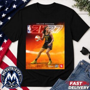 Caitlin Clark Team Indiana Fever NBA 2K27 Deluxe Edition Cover Athlete Short Black T-Shirt