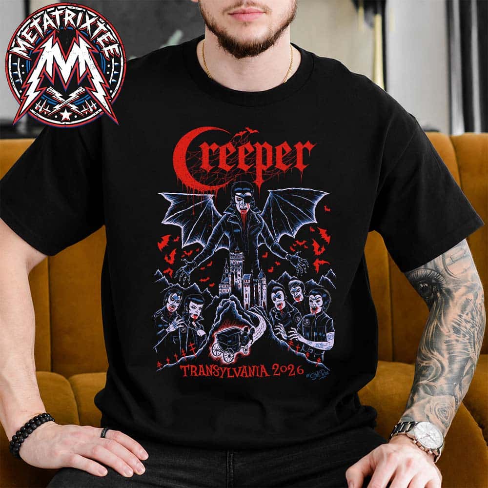 Creeper x Rockstadt Extreme Fest 2026 Poster By Sol Rac For Transylvania Romania On July 27 2026 Short Black T-Shirt Creeper x Rockstadt Extreme Fest 2026 Poster By Sol Rac For Transylvania Romania On July 27 2026 Short Black T-Shirt