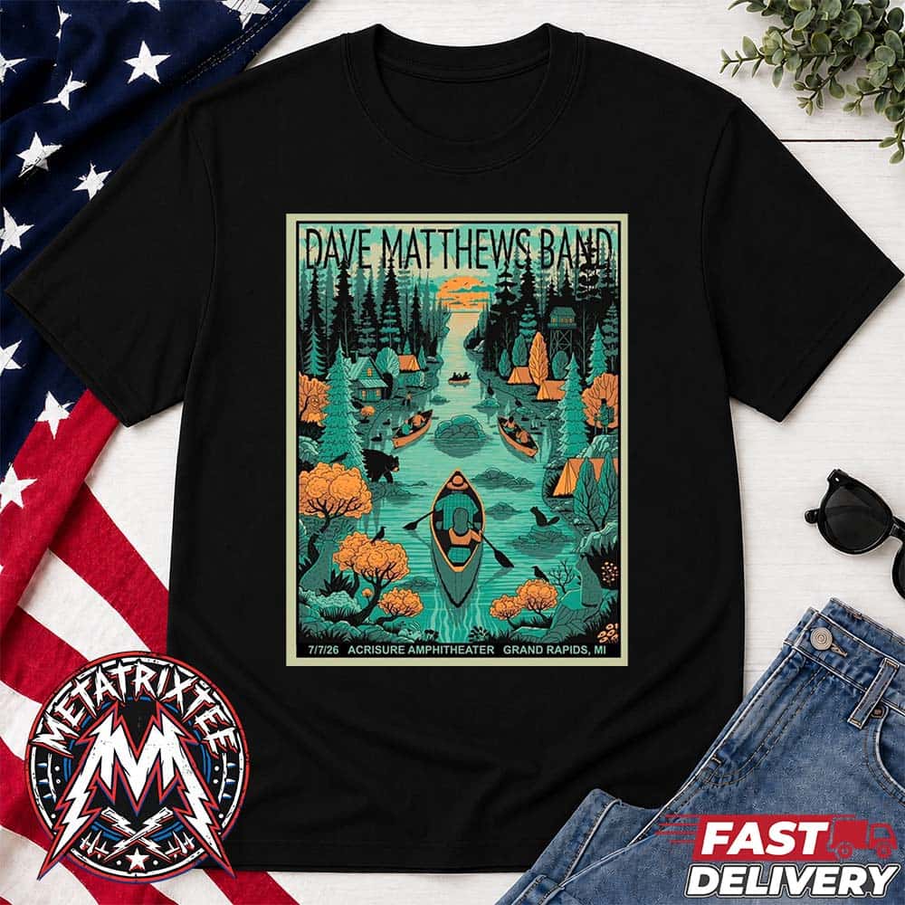 Dave Matthews Band Live Concert At The Acrisure Amphitheater Poster For Grand Rapids Michigan On July 7 2026 Summer Tour Unisex T-Shirt Dave Matthews Band Live Concert At The Acrisure Amphitheater Poster For Grand Rapids Michigan On July 7 2026 Summer Tour Unisex T-Shirt