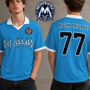 Def Leppard Rock Brigade Number 77 Light Blue Football Jersey